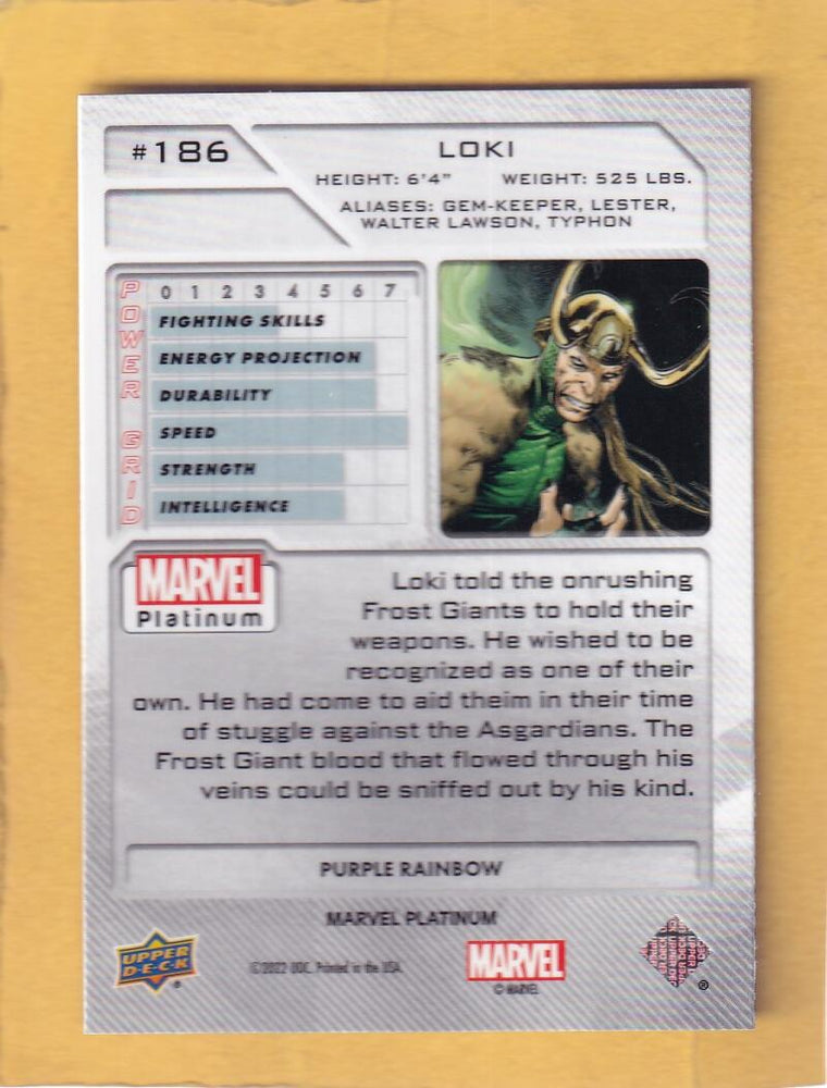 2024 Upper Deck Marvel Platinum Purple Rainbow #186 Loki NM-MT+  Image 2