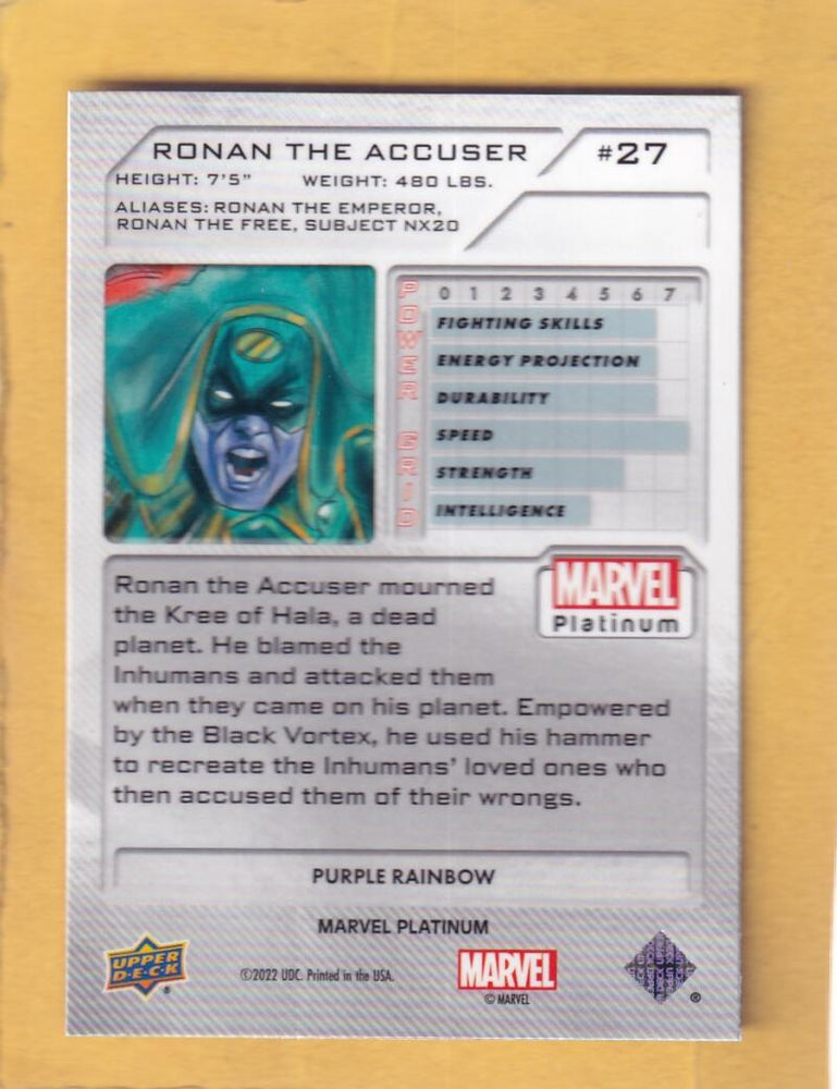 2024 Upper Deck Marvel Platinum Purple Rainbow #27 Ronan The Accuser NM-MT+  Image 2