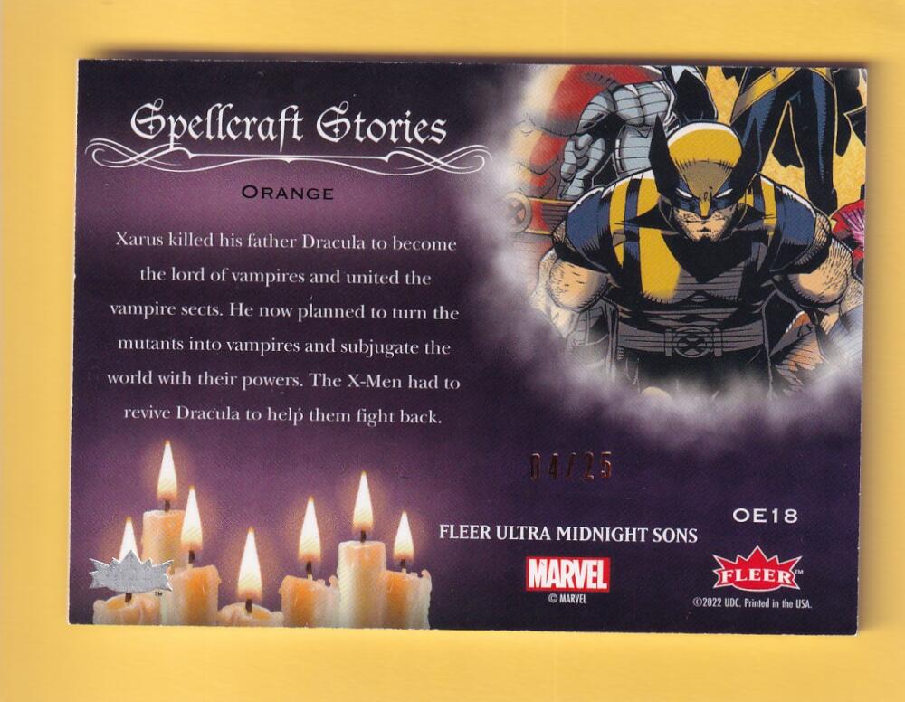 2023 Fleer Ultra Midnight Sons Spellcraft Stories Orange #OE18 X-Men Curse of the Mutants NM-MT+ 4/25 Image 2