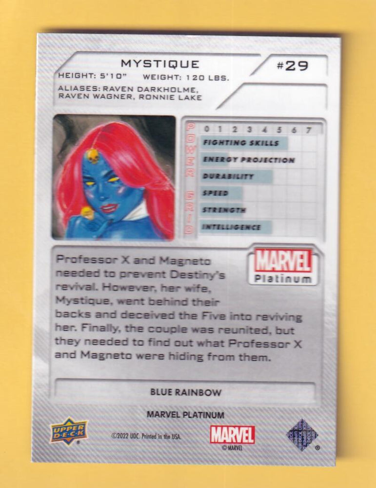 2024 Upper Deck Marvel Platinum Blue Rainbow #29 Mystique NM-MT+  Image 2