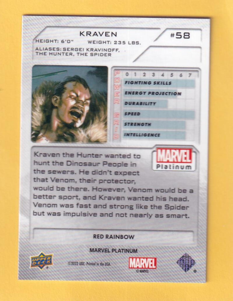 2024 Upper Deck Marvel Platinum Red Rainbow #58 Kraven NM-MT+  Image 2