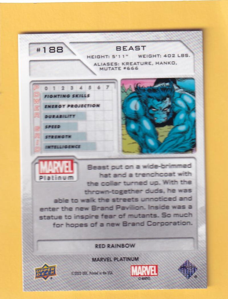 2024 Upper Deck Marvel Platinum Red Rainbow #188 Beast NM-MT+  Image 2