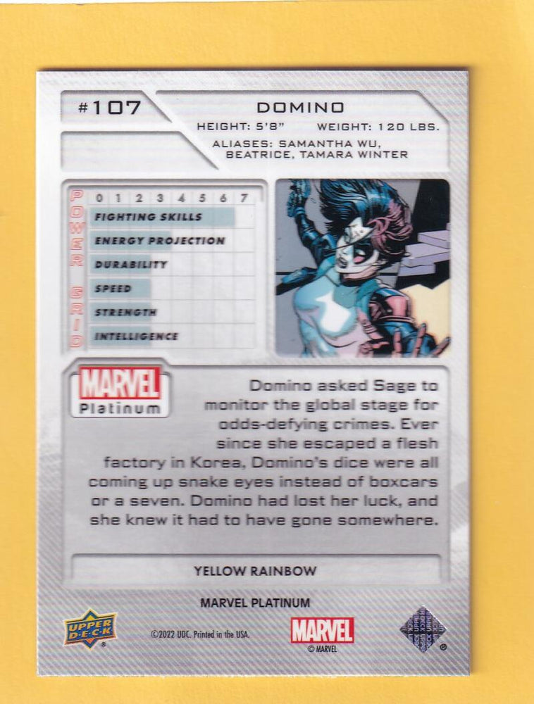 2024 Upper Deck Marvel Platinum Yellow Rainbow #107 Domino NM-MT+  Image 2