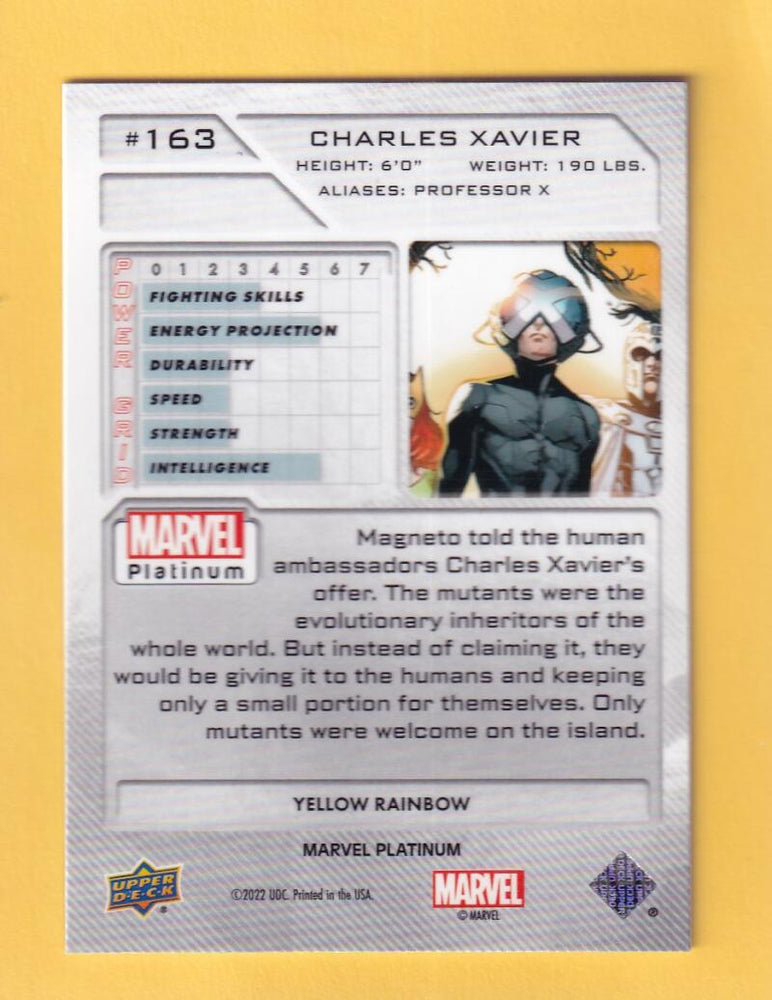 2024 Upper Deck Marvel Platinum Yellow Rainbow #163 Charles Xavier NM-MT+  Image 2