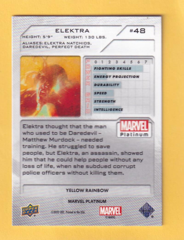 2024 Upper Deck Marvel Platinum Yellow Rainbow #48 Elektra NM-MT+  Image 2