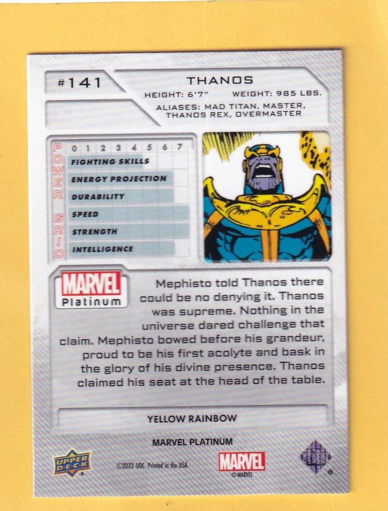 2024 Upper Deck Marvel Platinum Yellow Rainbow #141 Thanos NM-MT+  Image 2