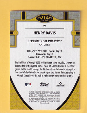 2024 Topps Tier One #91 Henry Davis NM-MT+ RC Rookie Pittsburgh Pirates  Image 2