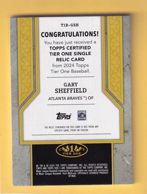 2024 Topps Tier One Relics #T1R-GSH Gary Sheffield NM-MT+ MEM 39/149 Atlanta Braves  Image 2