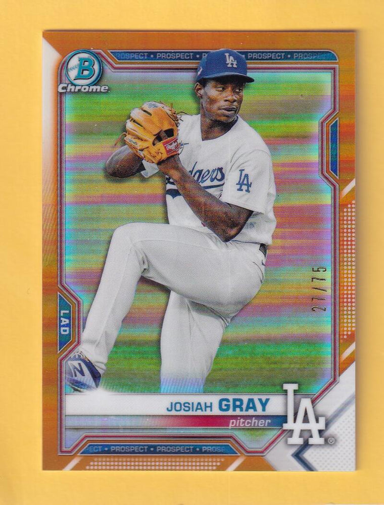 2021 Bowman Chrome Prospects Refractor Orange #BCP-198 Josiah Gray NM-MT+ 27/75 Los Angeles Dodgers Image 1