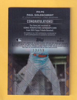 2024 Topps Tribute Iconic Perspectives Autographs #IPA-PG Paul Goldschmidt St. Louis Cardinals NM-MT+ Auto 12/50  Image 2