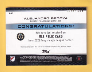 2022 Topps MLS Relics #R-BE Alejandro Bedoya NM-MT MEM Philadelphia Union 1146/1308 Image 2