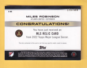 2022 Topps MLS Relics #R-MR Miles Robinson NM-MT MEM Atlanta United 179/600 Image 2