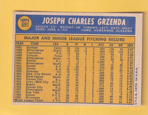 1970 Topps #691 Joe Grzenda EX+ Excellent+ Washington Senators #30511 Image 2