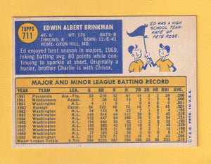 1970 Topps #711 Ed Brinkman EX+ Excellent+ Washington Senators #30515 Image 2