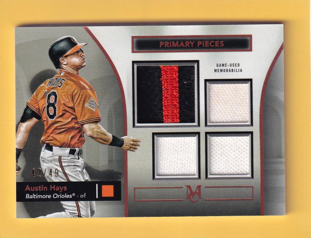 2024 Topps Museum Collection Primary Pieces Quad Relic #SPPQ-AH Austin Hays NM-MT+ MEM 42/49 Baltimore Orioles  Image 1