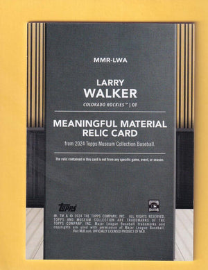 2024 Topps Museum Collection Meaningful Material Relic #MMR-LWA Larry Walker NM-MT+ MEM 38/99 Colorado Rockies  Image 2