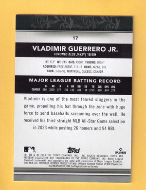 2024 Topps Museum Collection Amethyst #17 Vladimir Guerrero Jr. NM-MT+ 18/99 Toronto Blue Jays  Image 2