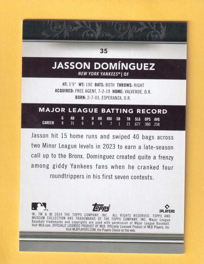 2024 Topps Museum Collection Copper #35 Jasson Dominguez NM-MT+ RC Rookie New York Yankees  Image 2