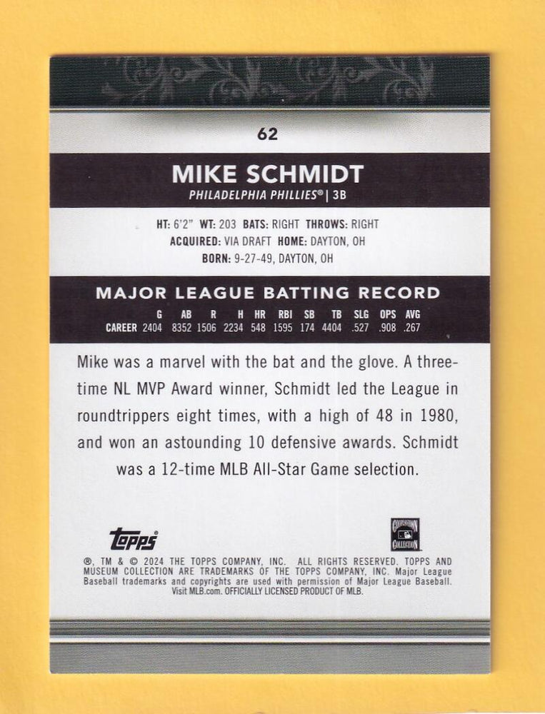 2024 Topps Museum Collection Copper #62 Mike Schmidt Philadelphia Phillies NM-MT+  Image 2