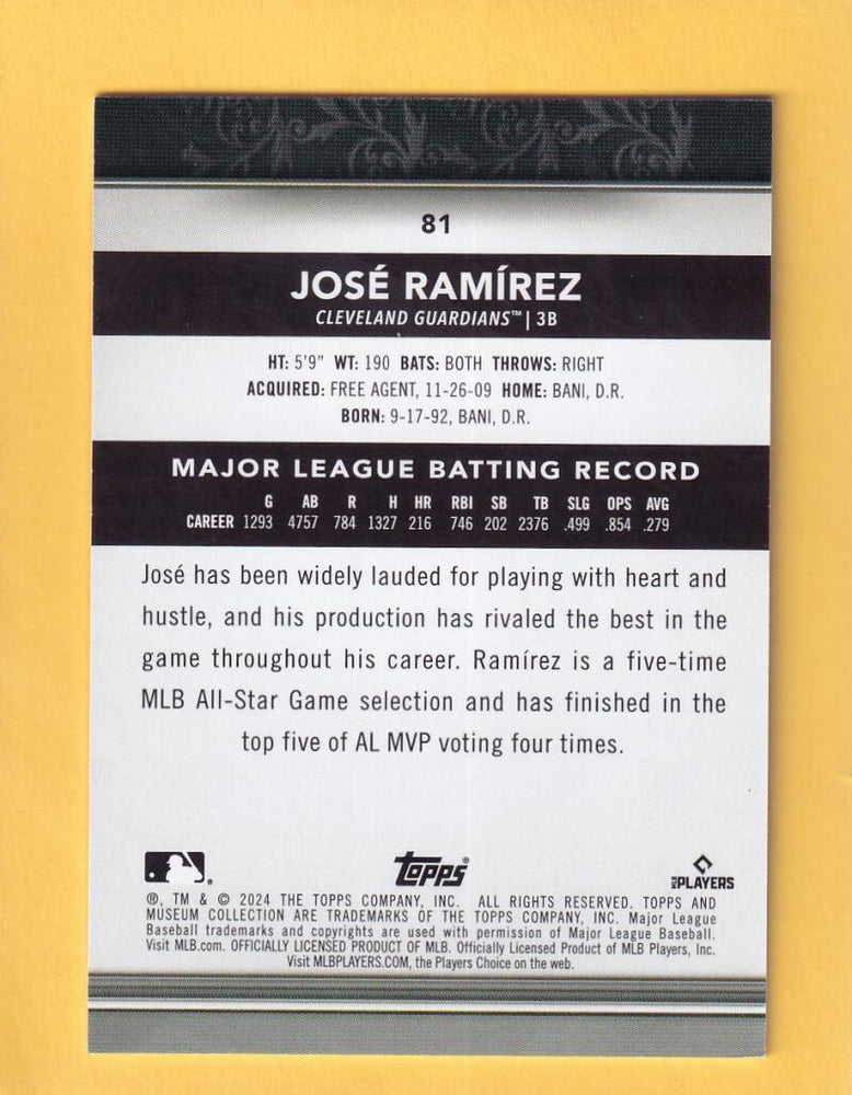 2024 Topps Museum Collection Copper #81 Jose Ramirez NM-MT+ Cleveland Guardians  Image 2