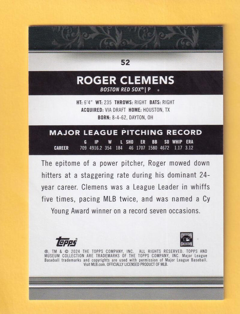 2024 Topps Museum Collection Copper #52 Roger Clemens NM-MT+ Boston Red Sox  Image 2