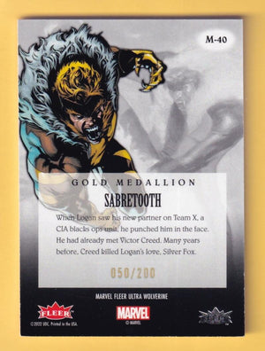 2024 Fleer Ultra Wolverine Gold Medallion #M-40 Sabretooth NM-MT 50/200  Image 2