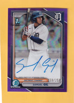 2024 Bowman Chrome Prospect Autographs Purple Refractors 1st Bowman #CPA-SG Samuel Gil NM-MT+ Auto 158/250 Detroit Tigers  Image 1