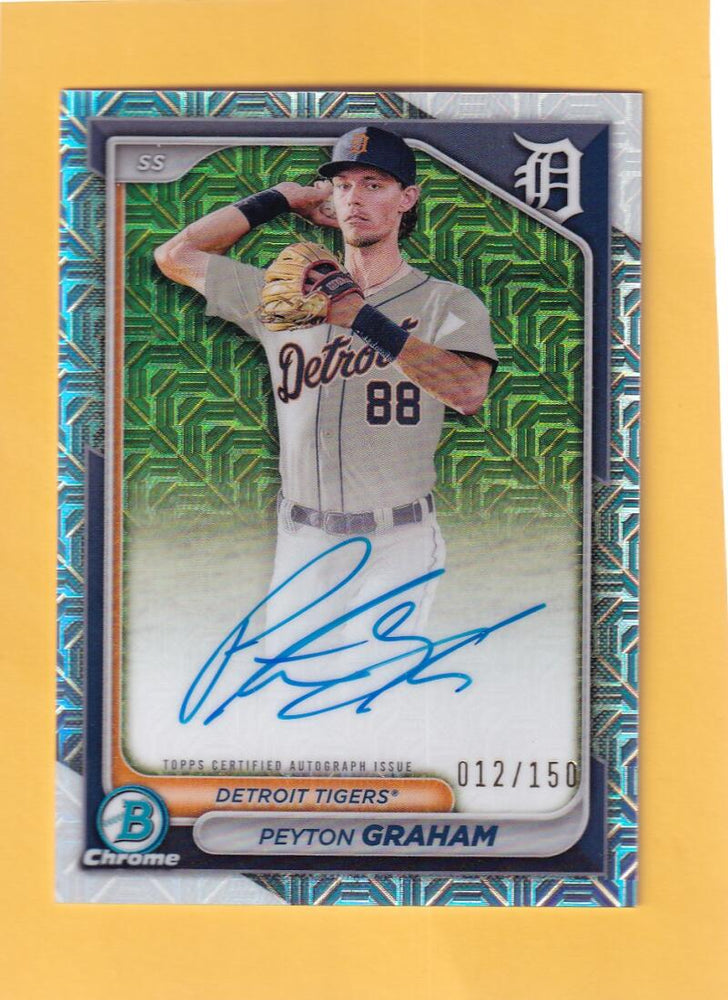 2024 Bowman Chrome Prospect Autographs HTA Choice Refractors #CPA-PGR Peyton Graham NM-MT+ Auto 12/150 Detroit Tigers  Image 1