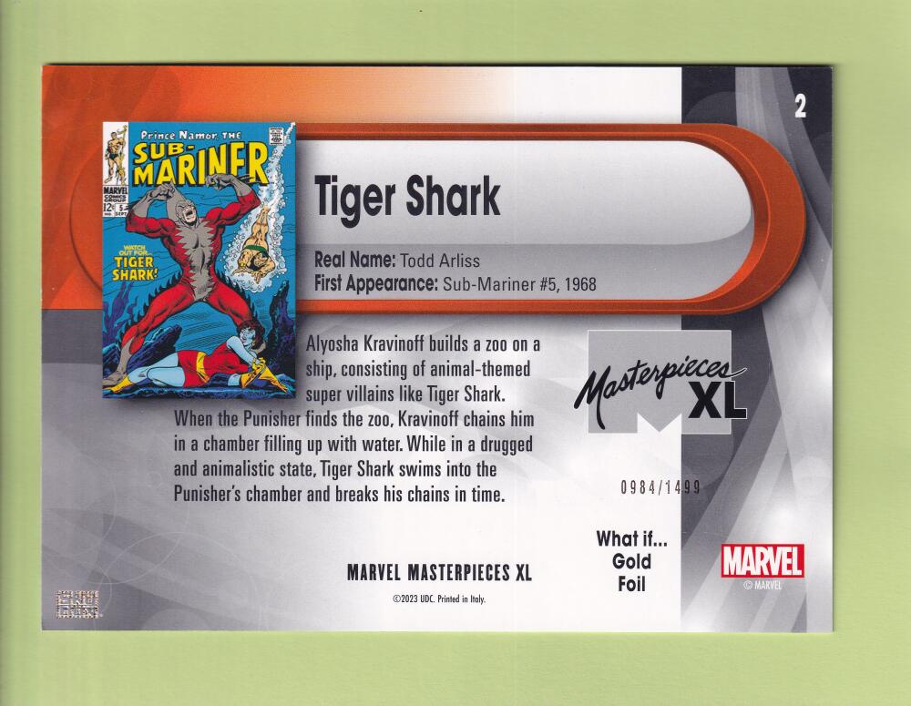 2024 Skybox Marvel Masterpieces XL What If Gold Foil #2 Tiger Shark NM-MT+ 984/1499  Image 2