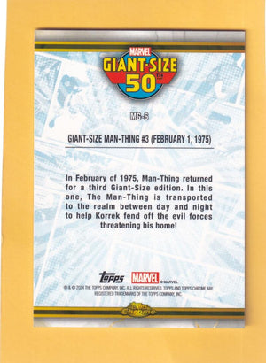 2024 Topps Chrome UK Marvel Giant-Size 50th Anniversary #MG-6 Giant-Size Man-Thing #3 NM-MT+  Image 2