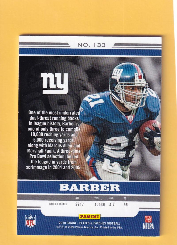 2019 Panini Plates and Patches Purple #133 Tiki Barber NM-MT 2/35 New York Giants Image 2