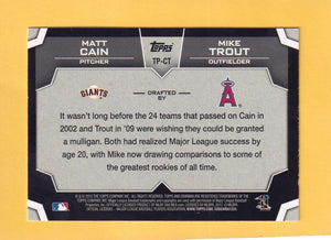 2012 Bowman Draft Dual Top 10 Picks #CT Matt Cain/Mike Trout NM-MT San Francisco Giants/Los Angeles Angels Image 2