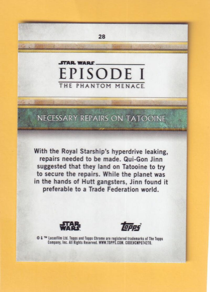 2024 Topps Chrome Sapphire Star Wars The Phantom Menace Green #28 Necessary Repairs On Tatooine NM-MT+ 14/99  Image 2