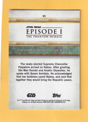 2024 Topps Chrome Sapphire Star Wars The Phantom Menace Purple #93 Peace and Prosperity to the Republic NM-MT+ 94/125  Image 2