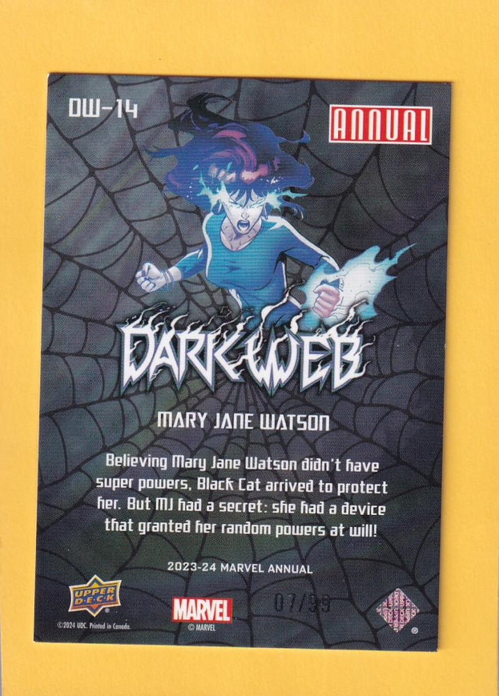 2023-24 Marvel Annual Dark Web Purple #DW-14 Mary Jane Watson NM-MT+ 7/99  Image 2