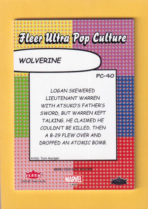 2024 Fleer Ultra Wolverine Pop Culture #PC-40 Wolverine NM-MT+ SSP  Image 2