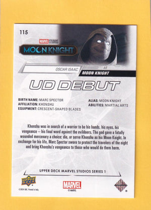 2024 Upper Deck Marvel Disney Plus UD Debut #115 Oscar Isaac as Moon Knight NM-MT+  Image 2