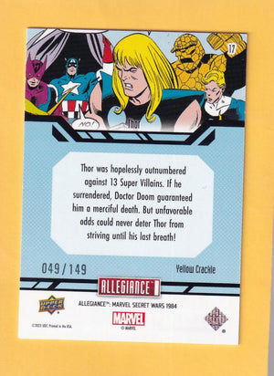 2024 Marvel Allegiance Secret Wars Yellow Crackle #17 Thor NM-MT+ 49/149  Image 2