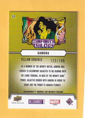 2023 Marvel Allegiance Infinity Trilogy Yellow Crackle #84 Gamora NM-MT+ 123/149  Image 2