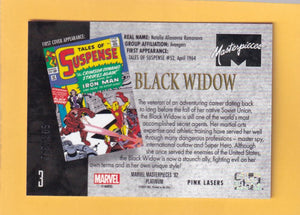 2024 Marvel Masterpieces '92 Platinum Pink Lasers #3 Black Widow NM-MT+ 608/992  Image 2