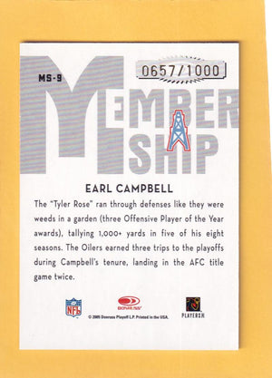 2005 Donruss Classics Membership Bronze #MS9 Earl Campbell NM-MT 657/1000 Houston Oilers Image 2