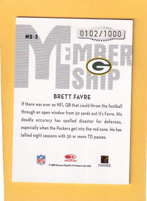 2005 Donruss Classics Membership Bronze #MS3 Brett Favre NM-MT 102/1000 Green Bay Packers Image 2
