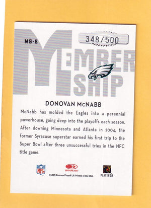 2005 Donruss Classics Membership Silver #MS-8 Donovan McNabb NM-MT 348/500 Philadelphia Eagles Image 2