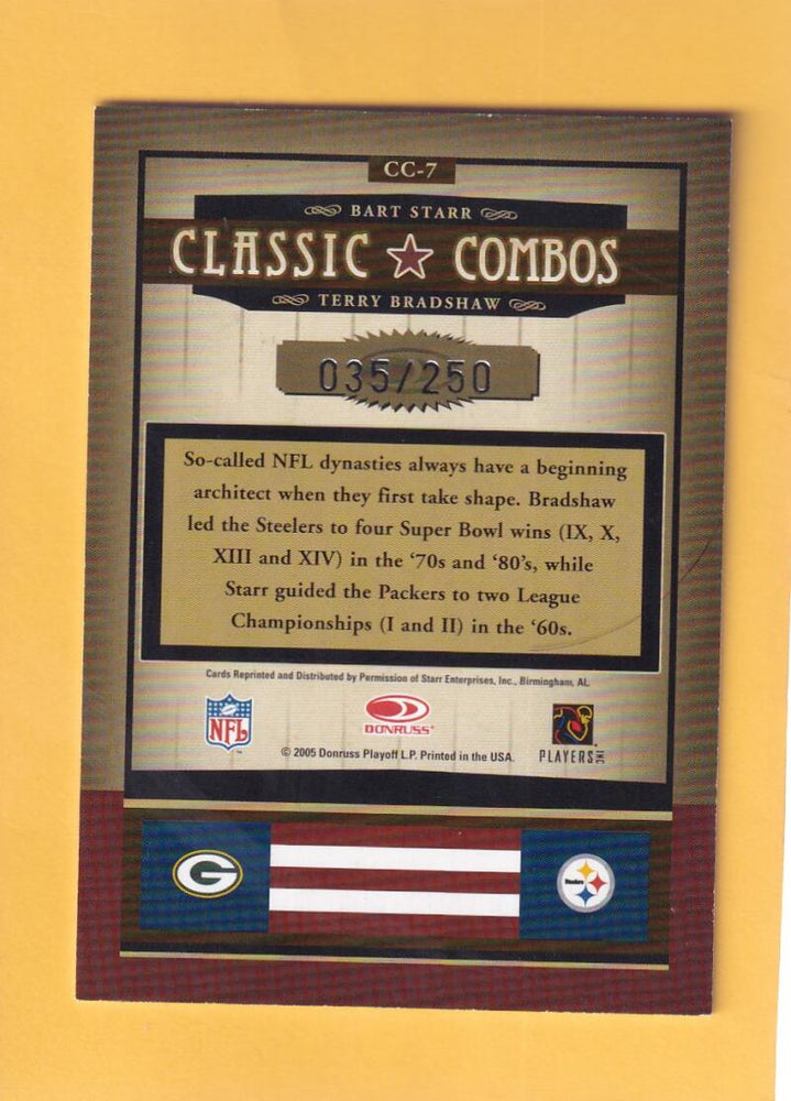 2005 Donruss Classics Classic Combos Silver #7 Terry Bradshaw/Bart Starr NM-MT 35/250 Green Bay Packers Image 2