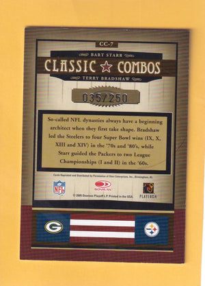 2005 Donruss Classics Classic Combos Silver #7 Terry Bradshaw/Bart Starr NM-MT 35/250 Green Bay Packers Image 2