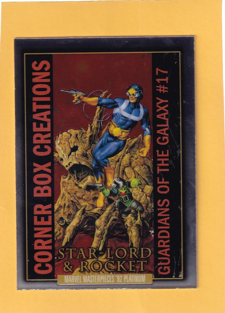 2024 SkyBox Marvel Masterpieces '92 Platinum Corner Box Creations #CB-4 Star-Lord & Rocket NM-MT+  Image 1
