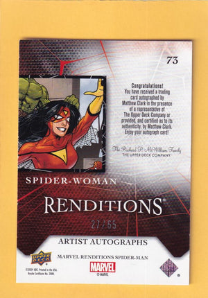 2024 Upper Deck Marvel Renditions Spider-Man Artist Autographs #73 Matthew Clark (Spider-Woman) NM-MT+ Auto 27/65  Image 2