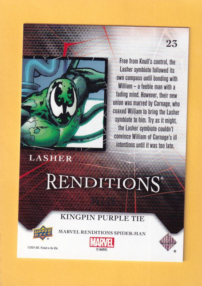 2024 Upper Deck Marvel Renditions Spider-Man Kingpin Purple Tie #23 Lasher NM-MT+ 35/99  Image 2