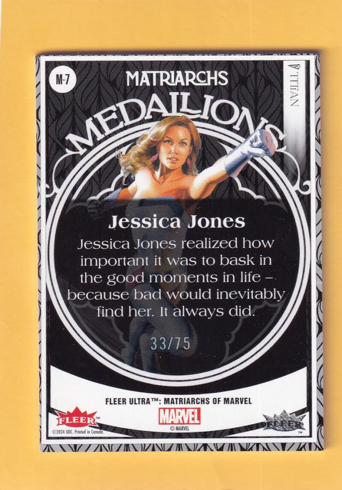 2024 Fleer Ultra Marvel Matriarchs Medallions Titian #M-7 Jessica Jones NM-MT+ 33/75  Image 2