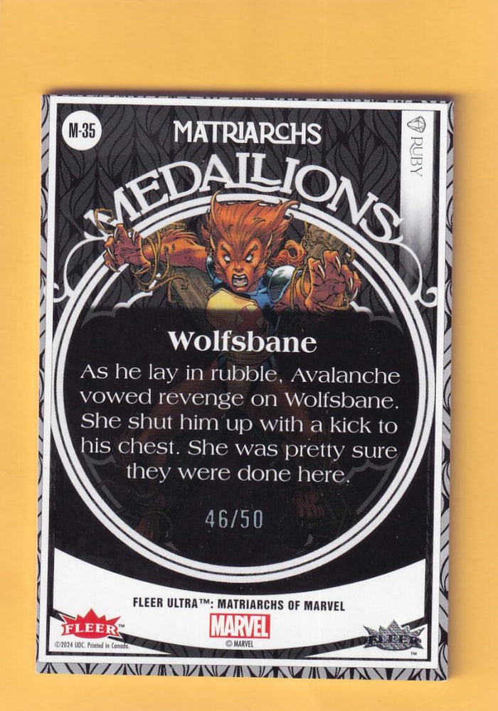 2024 Fleer Ultra Marvel Matriarchs Medallions Ruby Red #M-35 Wolfsbane NM-MT+ 46/50  Image 2